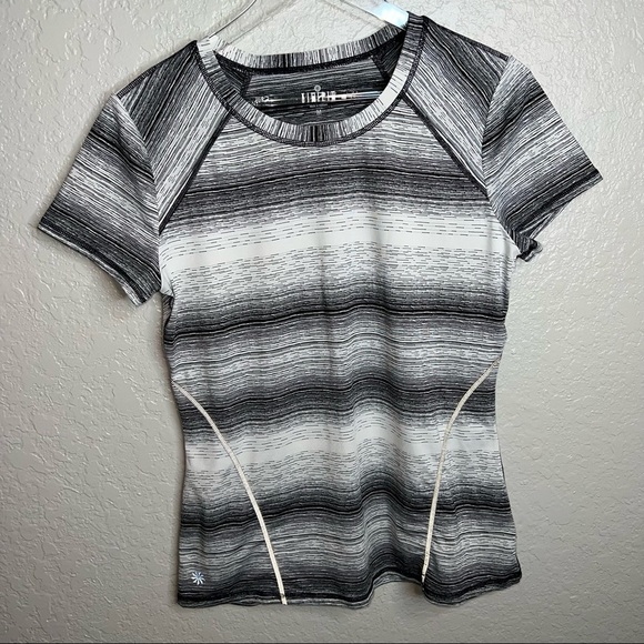 BNWOT Athleta Athletic Striped Workout Top Short Sleeve - Picture 3 of 8